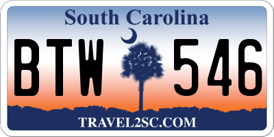 SC license plate BTW546