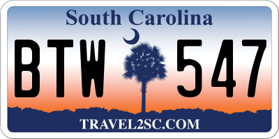 SC license plate BTW547