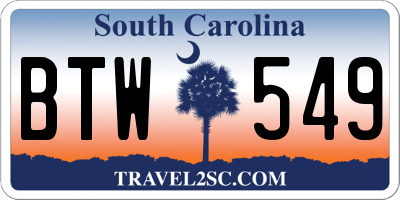 SC license plate BTW549