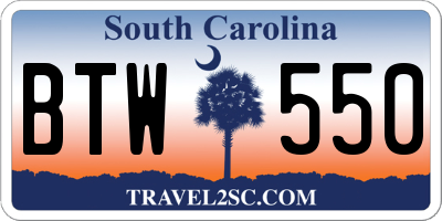 SC license plate BTW550