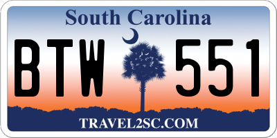 SC license plate BTW551
