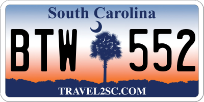 SC license plate BTW552