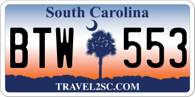 SC license plate BTW553