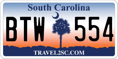 SC license plate BTW554