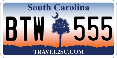 SC license plate BTW555