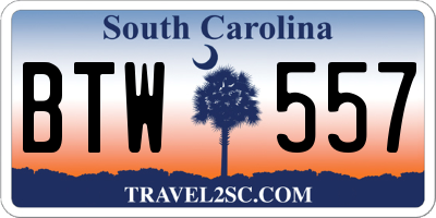 SC license plate BTW557
