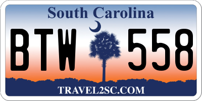SC license plate BTW558