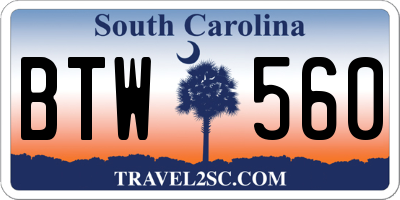 SC license plate BTW560