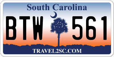 SC license plate BTW561