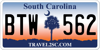 SC license plate BTW562