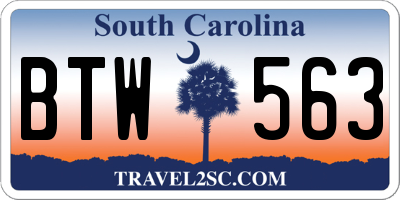 SC license plate BTW563