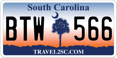 SC license plate BTW566