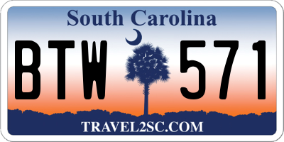 SC license plate BTW571