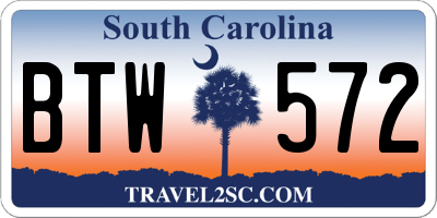 SC license plate BTW572