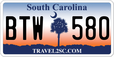 SC license plate BTW580