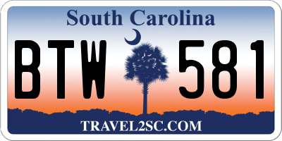 SC license plate BTW581