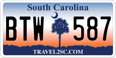 SC license plate BTW587