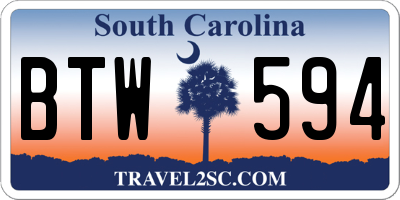 SC license plate BTW594