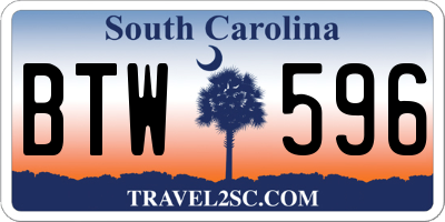 SC license plate BTW596