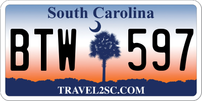 SC license plate BTW597