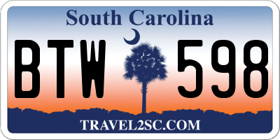 SC license plate BTW598