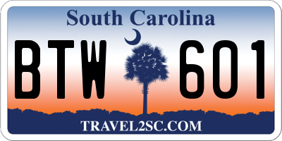 SC license plate BTW601