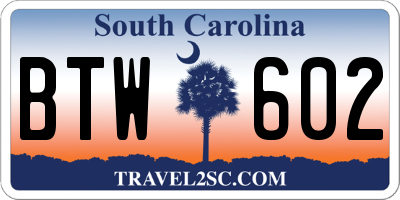 SC license plate BTW602