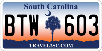 SC license plate BTW603