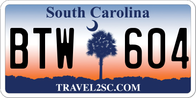 SC license plate BTW604