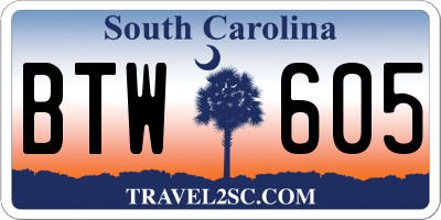 SC license plate BTW605