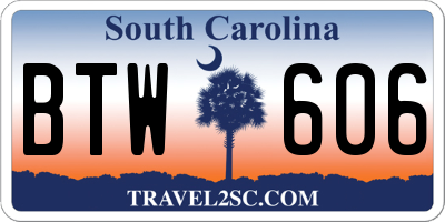 SC license plate BTW606
