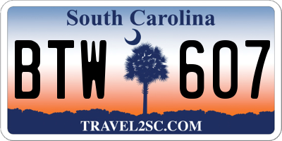 SC license plate BTW607