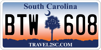SC license plate BTW608