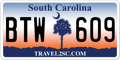 SC license plate BTW609