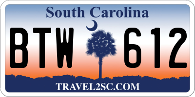 SC license plate BTW612