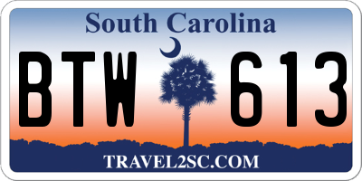 SC license plate BTW613