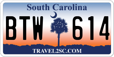 SC license plate BTW614