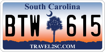 SC license plate BTW615