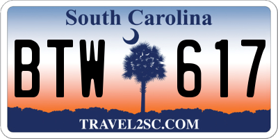 SC license plate BTW617