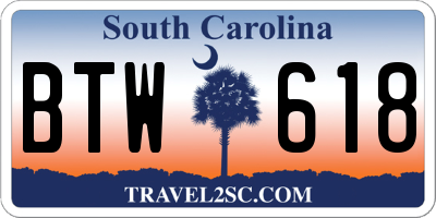 SC license plate BTW618