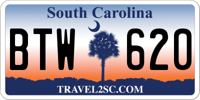 SC license plate BTW620