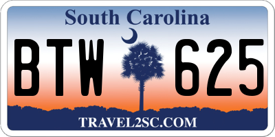 SC license plate BTW625