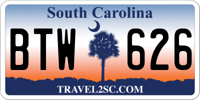 SC license plate BTW626