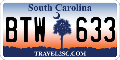 SC license plate BTW633