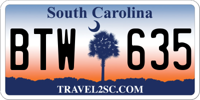 SC license plate BTW635