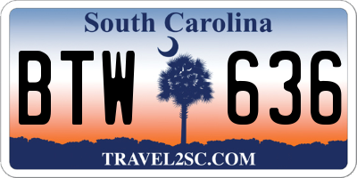 SC license plate BTW636