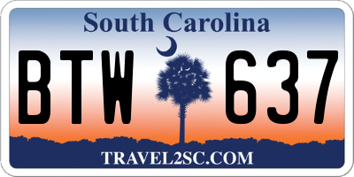 SC license plate BTW637