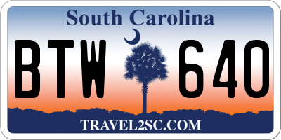 SC license plate BTW640