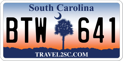 SC license plate BTW641