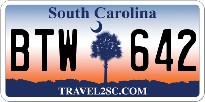 SC license plate BTW642